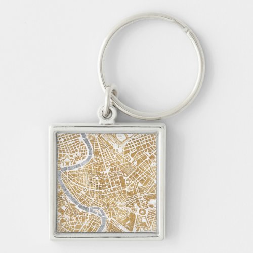 Gilded City Map Of Rome Keychain