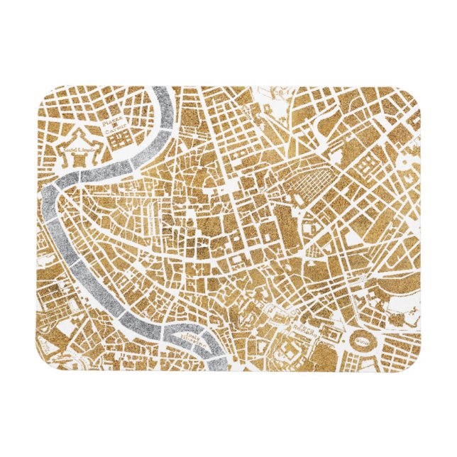 Gilded City Map Of Rome Magnet (Horizontal)