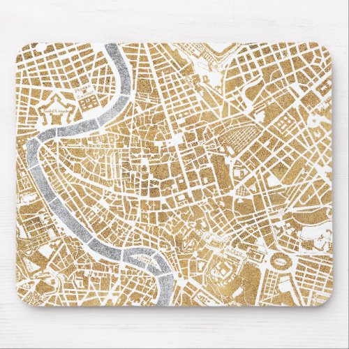 Gilded City Map Of Rome Mouse Pad