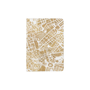 Gilded City Map Of Rome Passport Holder