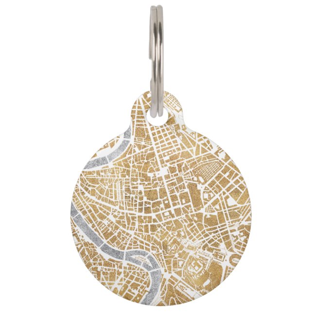 Gilded City Map Of Rome Pet Tag (Front)