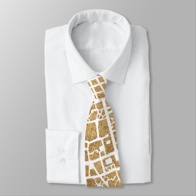 Gilded City Map Of Rome Tie (Tied)
