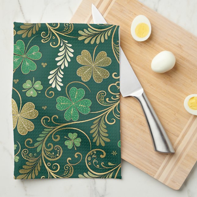 Gilded Clover Flourish Kitchen Towel (Quarter Fold)