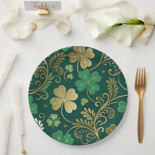 Gilded Clover Flourish Paper Plates