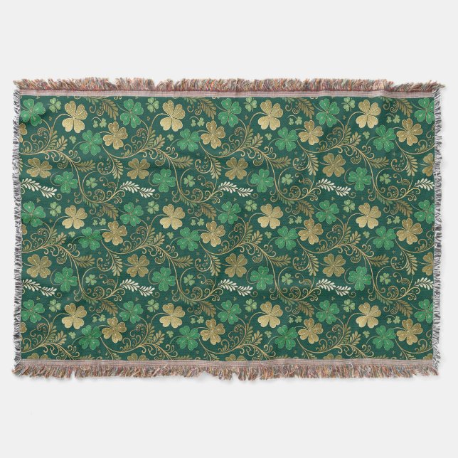 Gilded Clover Flourish Throw Blanket (Front)