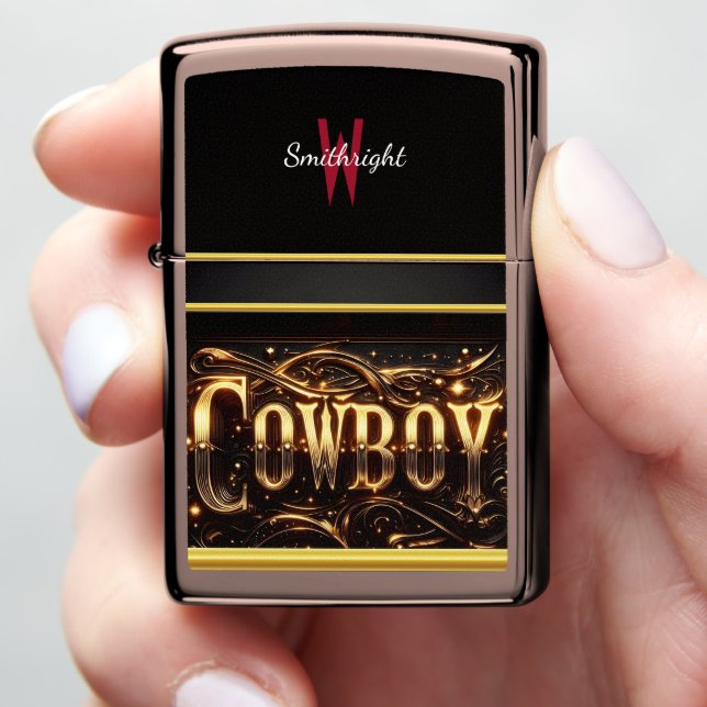 Gilded Cowboy: A Golden Tribute Zippo Lighter (In Hand)