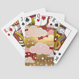 Gilded Crimson Rainfall Poker Cards