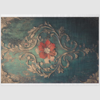 Gilded Damask Emerald Green Patina Tissue Paper