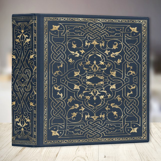 Gilded Decorative Keepsake Album Blue Gold 3 Ring Binder (Creator Uploaded)