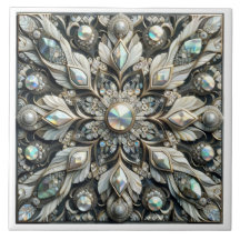 Gilded Elegance Ceramic Tile - Luxurious Art Nouve