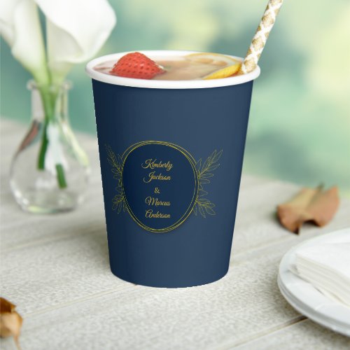 Gilded Elegance Circle Wedding Paper Cups