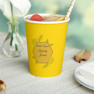 Gilded Elegance Hexagon Bridal Shower Paper Cups