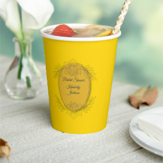 Gilded Elegance Oval Bridal Shower Paper Cups