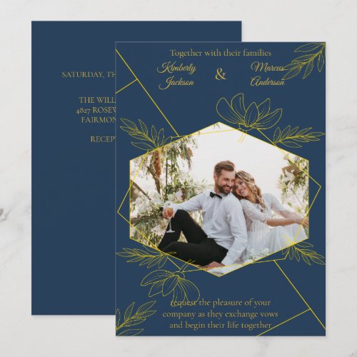 Gilded Elegance Photo Wedding Invitation
