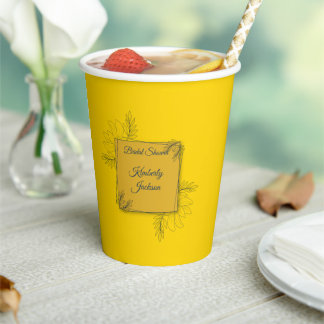 Gilded Elegance Square Bridal Shower Paper Cups
