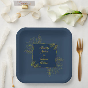 Gilded Elegance Square Wedding Paper Plates