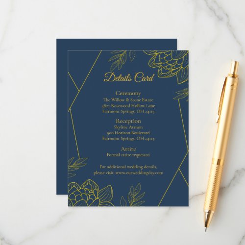 Gilded Elegance Wedding Details Enclosure Card