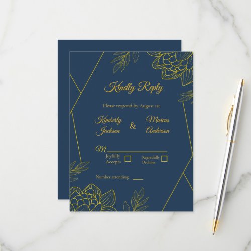 Gilded Elegance Wedding RSVP Card