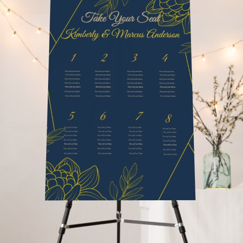 Gilded Elegance Wedding Seating Chart Foam Board