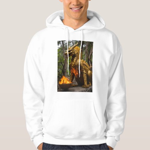 Gilded Ember The Golden Fire Dragon Hoodie