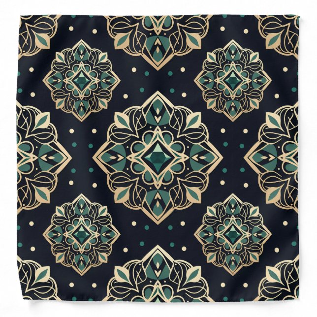 Gilded Emerald Mandala Bandana (Front)