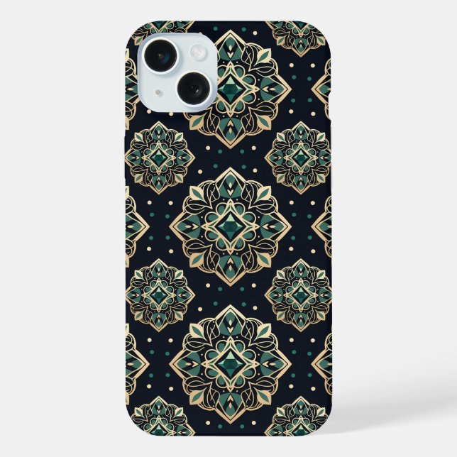 Gilded Emerald Mandala Iphone Case (Back)