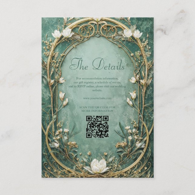 Gilded Fairytale Art Nouveau Wedding Enclosure Card (Front)