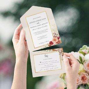 Gilded Fall Terracotta Floral All In One Invitation