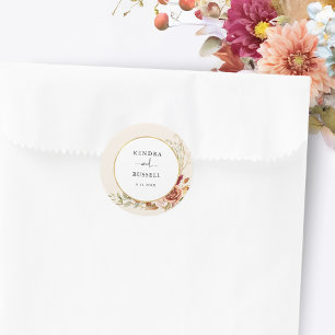 Gilded Fall Terracotta Floral Classic Round Sticker