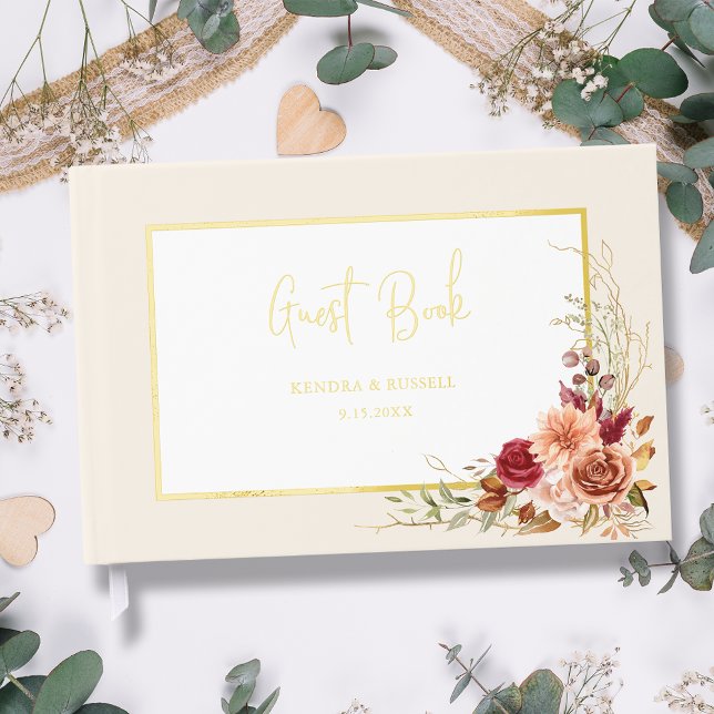 Gilded Fall Terracotta Floral Foil Guest Book (Creator Uploaded)