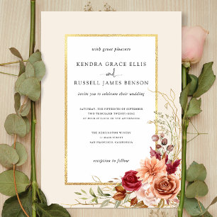 Gilded Fall Terracotta Floral Invitation