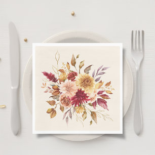 Gilded Fall Terracotta Floral Napkins