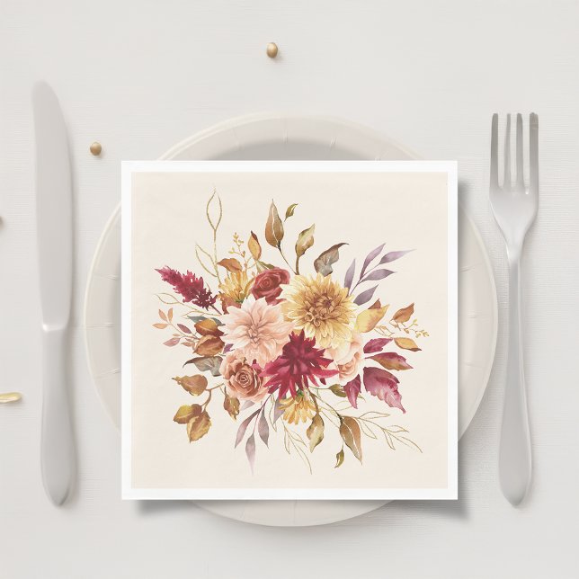 Gilded Fall Terracotta Floral Napkins (Creator Uploaded)
