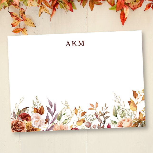 Gilded Fall Terracotta Floral Note Card (Creator Uploaded)