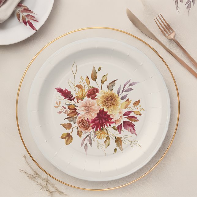Gilded Fall Terracotta Floral Paper Plates (Creator Uploaded)