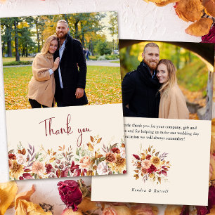 Gilded Fall Terracotta Floral Photo Thank You Card