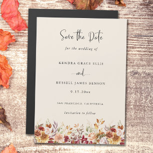Gilded Fall Terracotta Floral Save the Date Magnetic Invitation