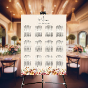 Gilded Fall Terracotta Floral Seating Chart Foam Board