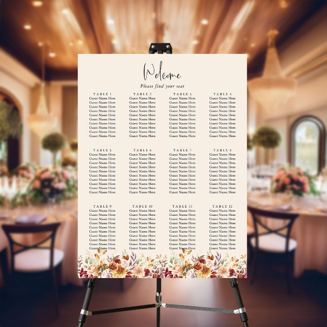 Gilded Fall Terracotta Floral Seating Chart Foam Board (Creator Uploaded)