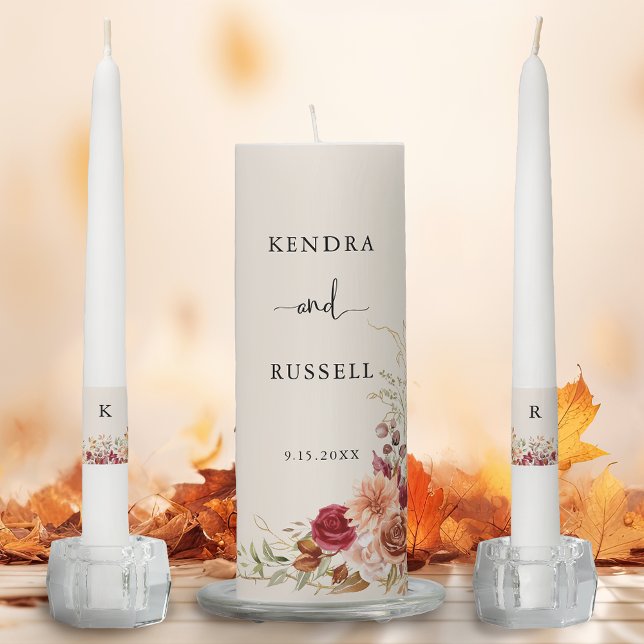 Gilded Fall Terracotta Floral Unity Candle Set (Creator Uploaded)