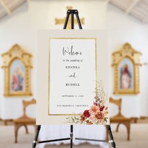 Gilded Fall Terracotta Floral Welcome Foam Board