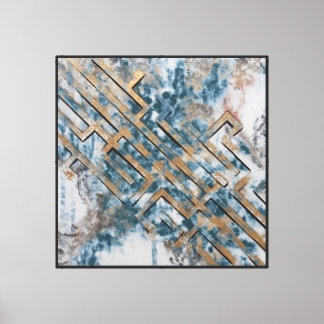 Gilded Faultlines in Blue Stillness Canvas Print