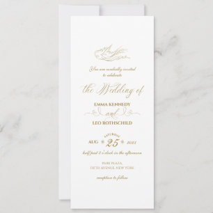 Gilded Faux Gold Calligraphy Romantic Wedding Invitation