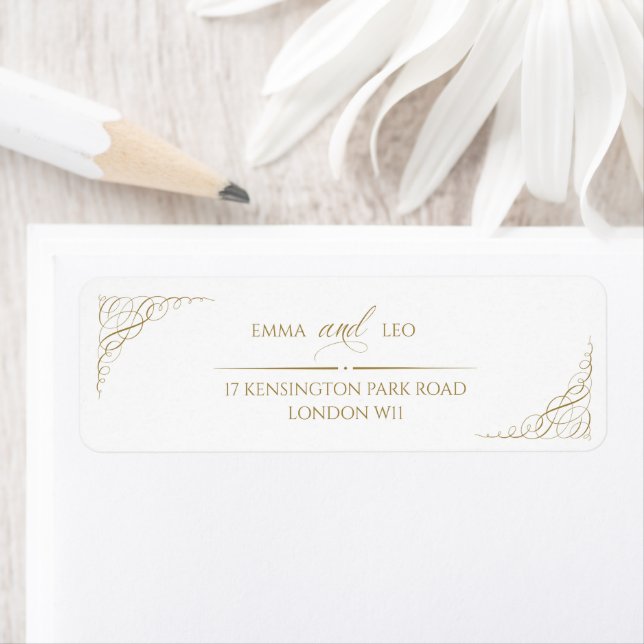 Gilded Faux Gold Calligraphy Romantic Wedding Label (Insitu)