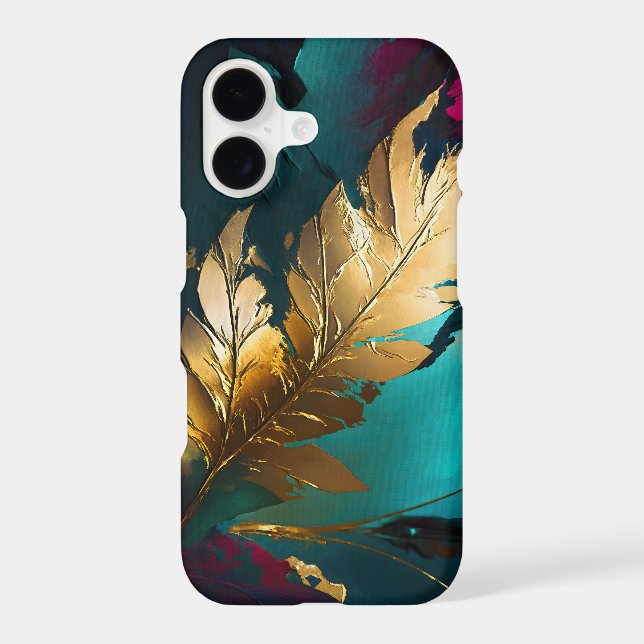 Gilded Feather – Luxe Abstract Elegance iPhone Case (Back)