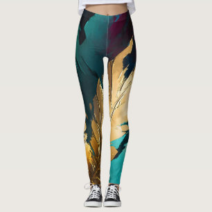 Gilded Feather – Luxe Abstract Elegance Leggings
