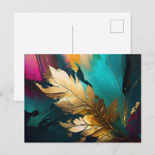 Gilded Feather – Luxe Abstract Elegance Postcard