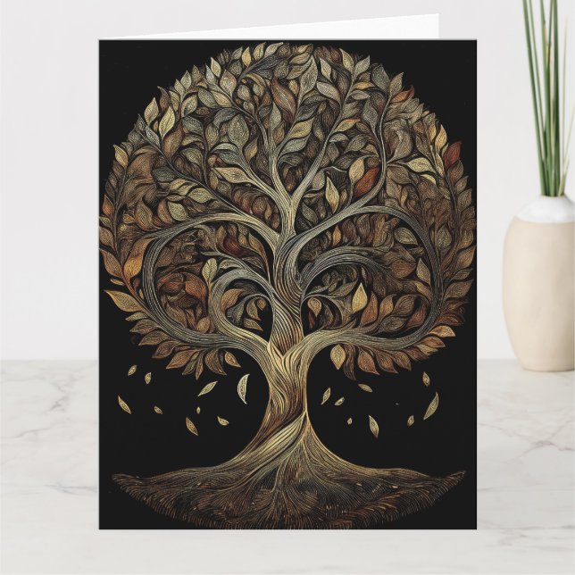 Gilded Fibonacci Tree Art Card (Front)