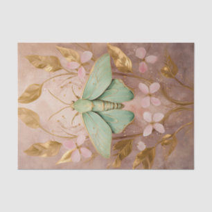 Gilded Flight, Beautiful Green Moth Formals Tissue Paper