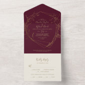 Gilded Floral | Burgundy and Gold Wedding All In One Invitation (Inside)